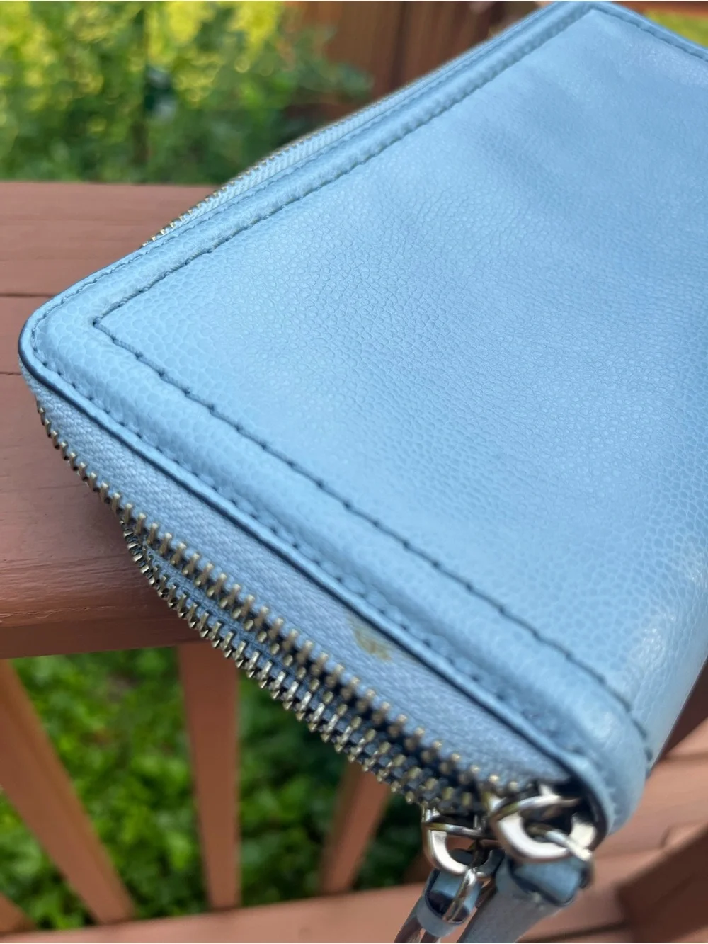 Kate Spade Staci Light Blue Leather Wristlet /Clutch / Wallet.